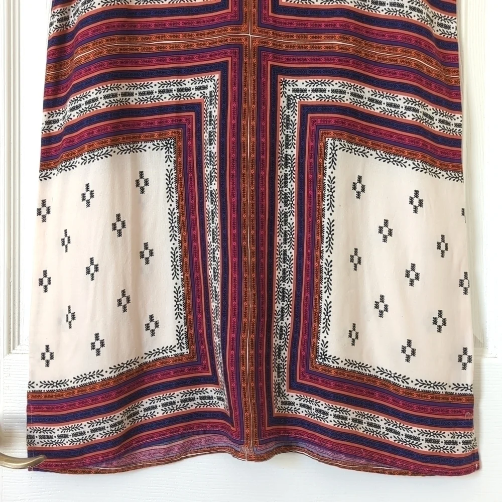 Sanctuary Bohemian Printed Sleeveless V-neck Mini Shift Dress Beige Small - Picture 6 of 10